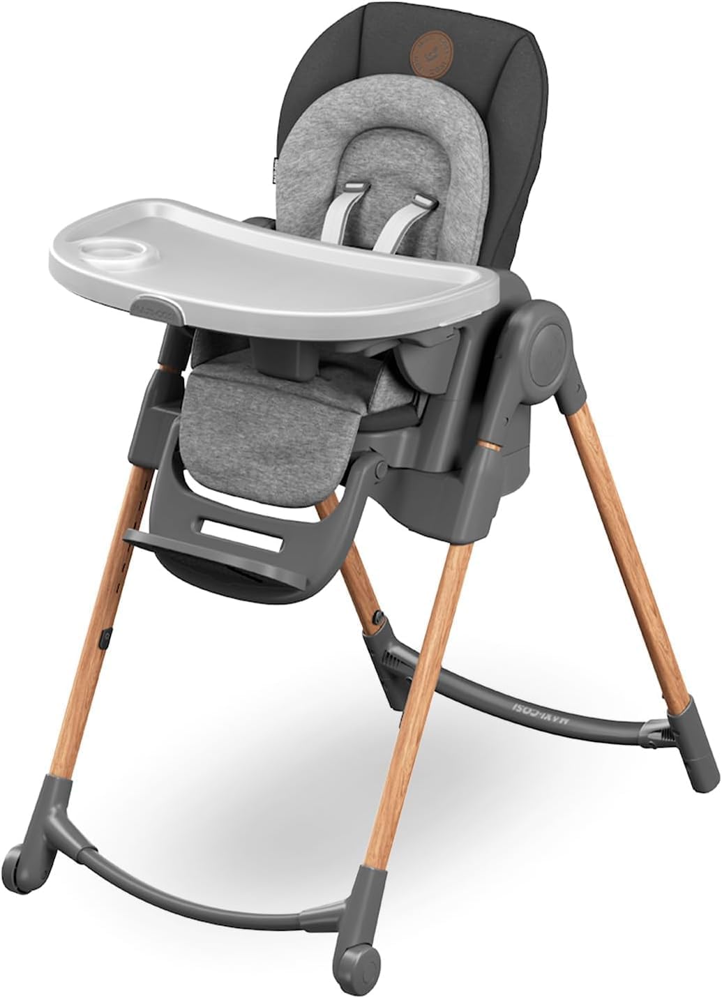 Maxi-Cosi Minla Krzesełka do Karmienia, 0–14 lat, do 60 kg, Wysokie krzesełko, 9 wysokości, 5 pozycji odchylenia, 4 pozycje tacy, Kompaktowe składanie, Regulowany podnóżek, Essential Graphite