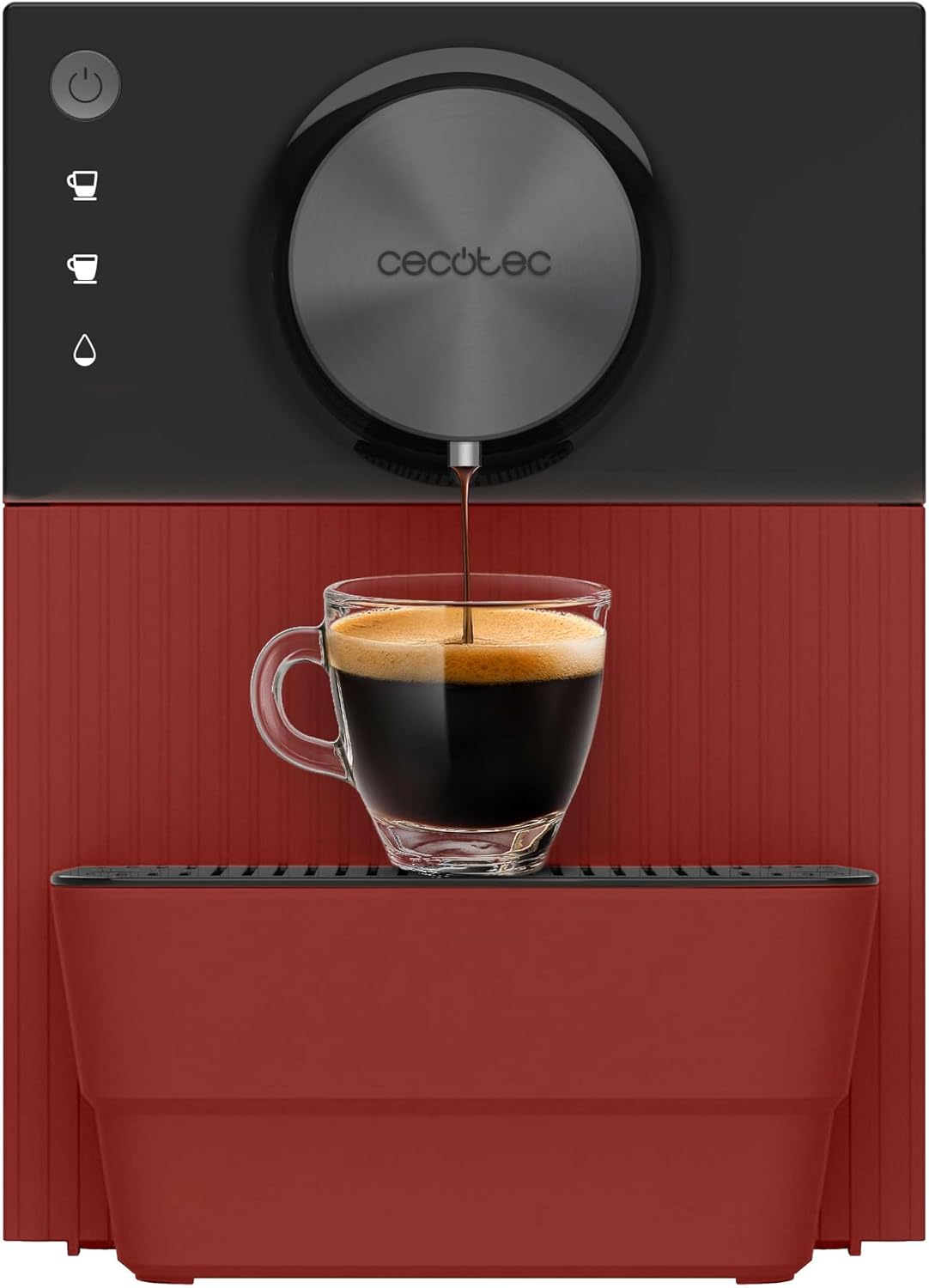 Cecotec Superautomatyczny ekspres do kawy kompaktowy Cremmaet Cube Red. 1350W, profesjonalna wydajność, system prasowania, wstępne zaparzanie, 19 barów, system Thermoblock, 5 poziomów mielenia
