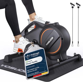 YOSUDA Mini Rower Treningowy, Rowerek Pedałowy pod Biurko z Antypoślizgową Matą, 16-Stopniowym Cichym Oporem Magnetycznym, Wyświetlaczem LCD, Przeznaczony do Ćwiczeń Rąk i Nóg, Idealny do Domu i Biura