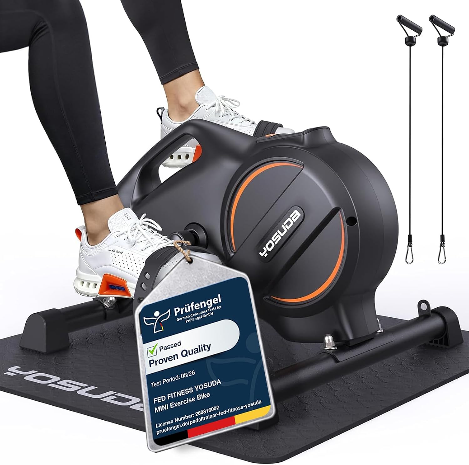 YOSUDA Mini Rower Treningowy, Rowerek Pedałowy pod Biurko z Antypoślizgową Matą, 16-Stopniowym Cichym Oporem Magnetycznym, Wyświetlaczem LCD, Przeznaczony do Ćwiczeń Rąk i Nóg, Idealny do Domu i Biura