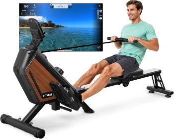 Wioślarz magnetyczny do domu, 16 stopni oporu, ciche urządzenie do treningu cardio, połączenie aplikacyjne, obciążenie 160 kg, możliwość przechowywania w pionie