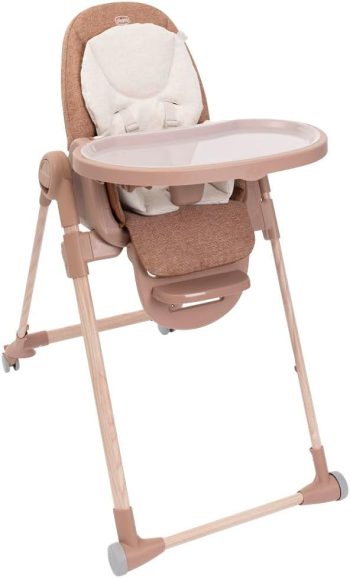 Chicco Krzesełko Polly Armonia, Ewolucyjne, Wysokie i Rozkładane Krzesełko dla Dzieci od Urodzenia do 40 kg, Regulacja Wysokości i Podnóżka, 4 Koła, Kompaktowe po złożeniu