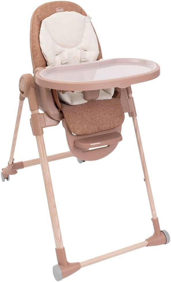 Chicco Krzesełko Polly Armonia, Ewolucyjne, Wysokie i Rozkładane Krzesełko dla Dzieci od Urodzenia do 40 kg, Regulacja Wysokości i Podnóżka, 4 Koła, Kompaktowe po złożeniu