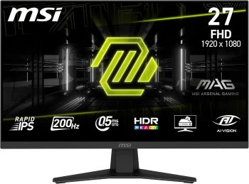 MSI MAG 274F Gaming Display 27'' FHD - Szybki panel IPS 1920 x 1080, 200 Hz / 0,5 ms (GtG), HDR Ready, HDMI 2.0b, P 1.2a, konstrukcja bez obramowania, odchylana, czarny