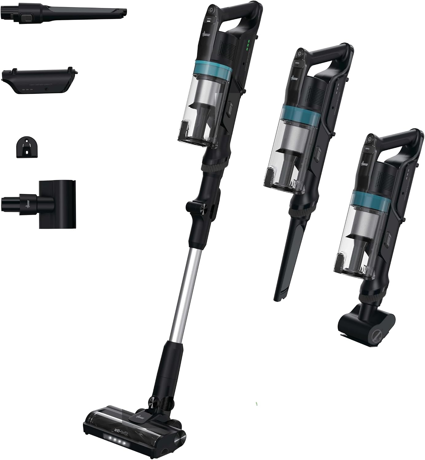 Hoover Bezprzewodowy odkurzacz HF1 Plus z elastyczną rurką, tryb turbo, uniwersalna dysza podłogowa z technologią Anti-Twist, 45 min. Czas pracy, funkcja parkowania, mini dysza turbo do sierści