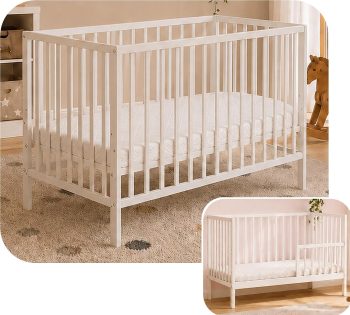 Łóżeczko dziecięce 2w1 Classic Nest 60x120 cm z barierką i materacem