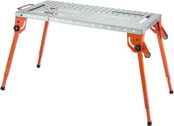 VEVOR Składany stół spawalniczy 533 x 1118 mm, nośność 226 kg, stół warsztatowy z 4-stopniową regulacją wysokości, stół warsztatowy z 6 szczelinami na narzędzia i otworami mocującymi 16 mm do naprawy