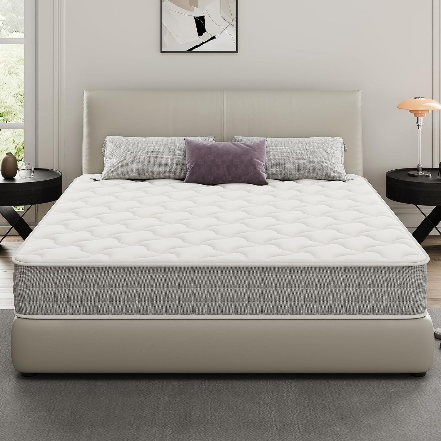DEWINNER Materac 160x200 Grubość 20CM - Materac ze sprężynami kieszeniowymi i pamięcią kształtu - Biały - Ergonomiczny, Doskonałe wsparcie, oddychający