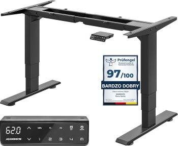 MAIDeSITe Elektryczne biurko z regulacją wysokości z 2 mocnymi silnikami, 3-elementowe nogi oraz sterowanie z funkcją pamięci i funkcja ochrony przed kolizją