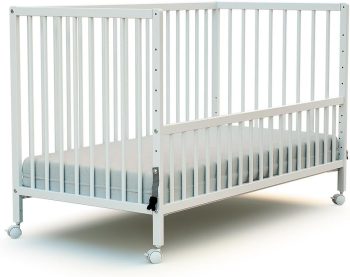WEBABY - Drewniane łóżeczko dziecięce 60x120cm | Biały | Lite drewno | Od urodzenia | Regulacja wysokości | Łóżko barowe lub wspólne spanie | Komfort snu | Podstawa listwowa