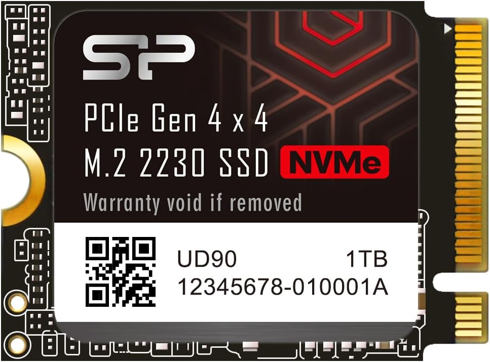 Silicon Power 1TB UD90 2230 NVMe 4.0 Gen4 PCIe M.2 SSD R/W do 5000/3200 MB/s dysk półprzewodnikowy kompatybilny z Steam Deck (SU01KGBP44UD9007MM)