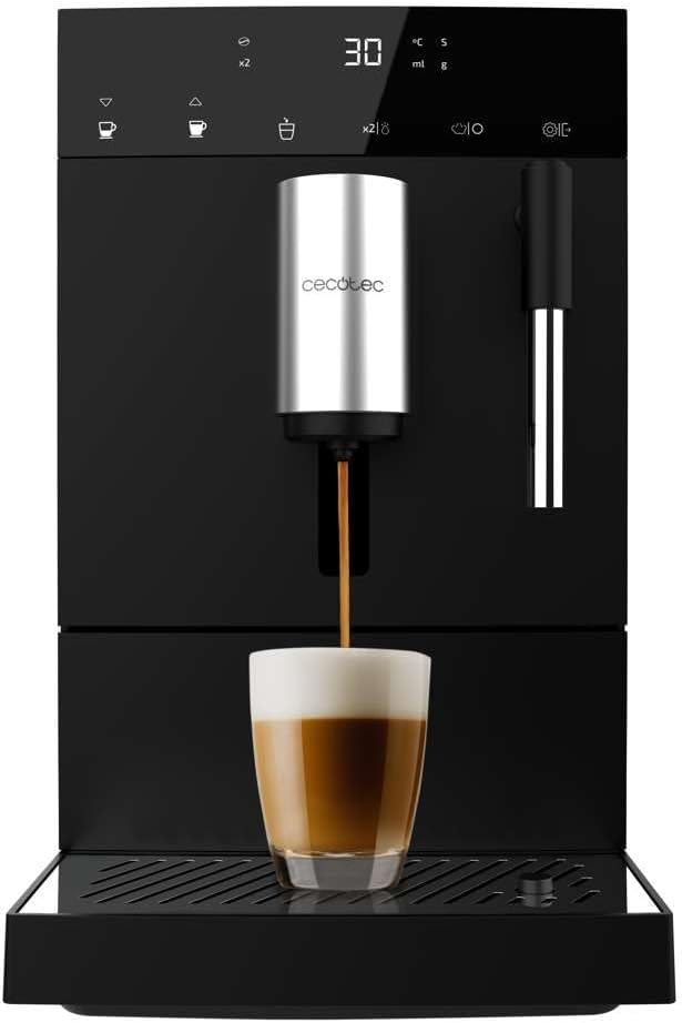 Cecotec Kompaktowy ekspres do kawy do espresso Cremmaet Steam. 1350 W, 19 bar, system termobloków, zbiornik na kawę ziarna 150 g z młynkiem i 1,1 l wody, kompaktowy z parownikiem