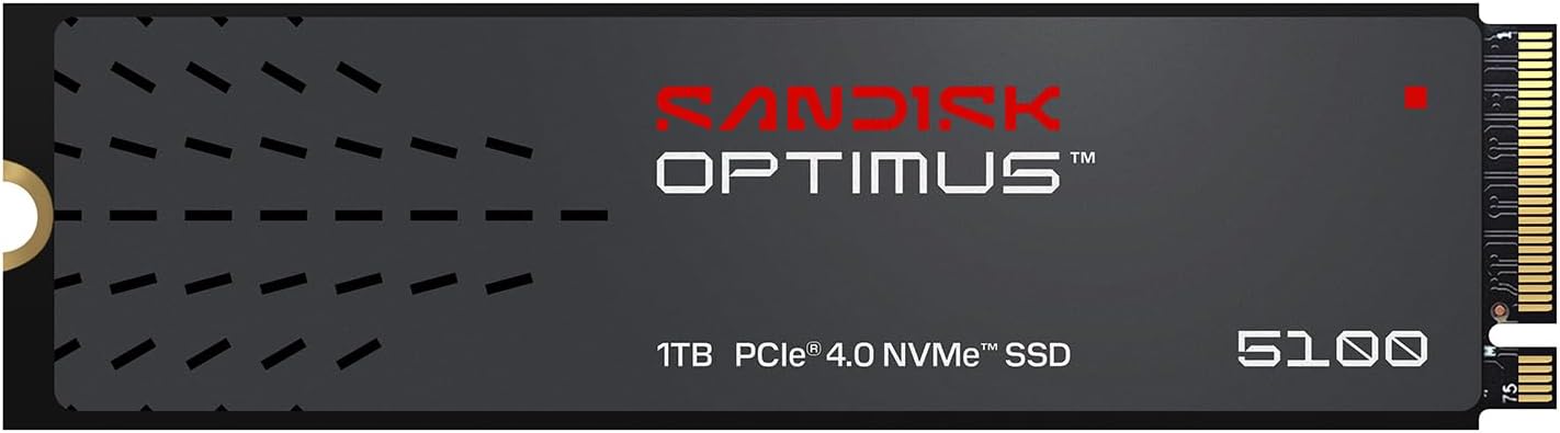 SANDISK Optimus 5100 NVMe SSD 1 TB (prędkości odczytu/zapisu do 7100 MB/s/6700 MB/s, M.2 2280, PCIe 4.0x4)