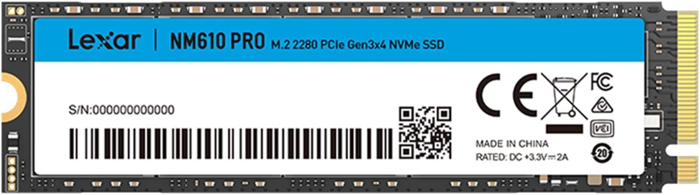 Lexar NM610PRO 1TB SSD, M.2 2280 PCIe Gen3x4 NVMe 1.4 Wewnętrzny dysk SSD, do odczytu do 3300 MB/s podczas odczytu, 2600 MB/s zapisu, 3D NAND Flash Discs do laptopa, komputera stacjonarnego, PC