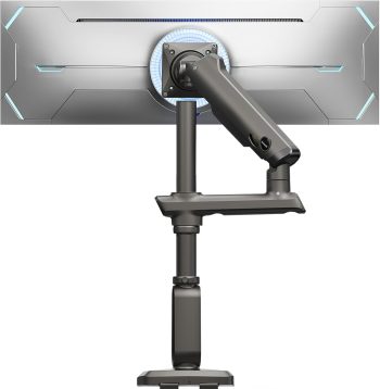 HUANUO Wytrzymałe ramię do monitora do ekranów ultraszerokich do 49 cali, udźwig 18 kg, aluminiowy regulowany stojak na pojedynczy monitor o maksymalnej wysokości 739 mm, maks. VESA 100 x 100 mm