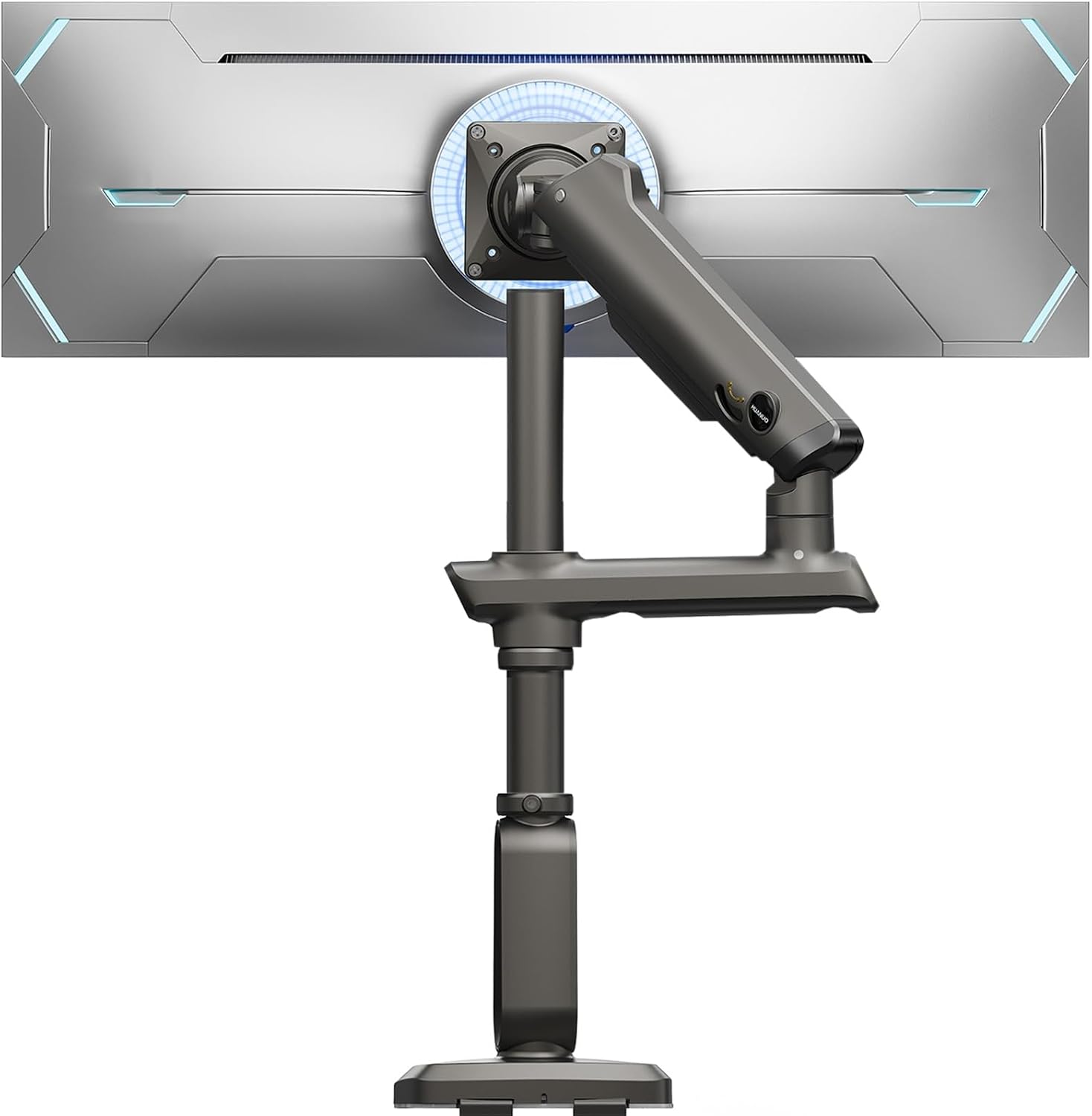 HUANUO Wytrzymałe ramię do monitora do ekranów ultraszerokich do 49 cali, udźwig 18 kg, aluminiowy regulowany stojak na pojedynczy monitor o maksymalnej wysokości 739 mm, maks. VESA 100 x 100 mm