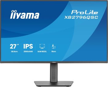 iiyama Prolite XB2796QSC-B1-B1 Monitor LED IPS 68,5 cm 27" QHD HDMI USB-C (65 W) Hub USB (USB v3.2 Gen 1, Type-C) Slim-Line, obrotowa regulacja wysokości, czarny