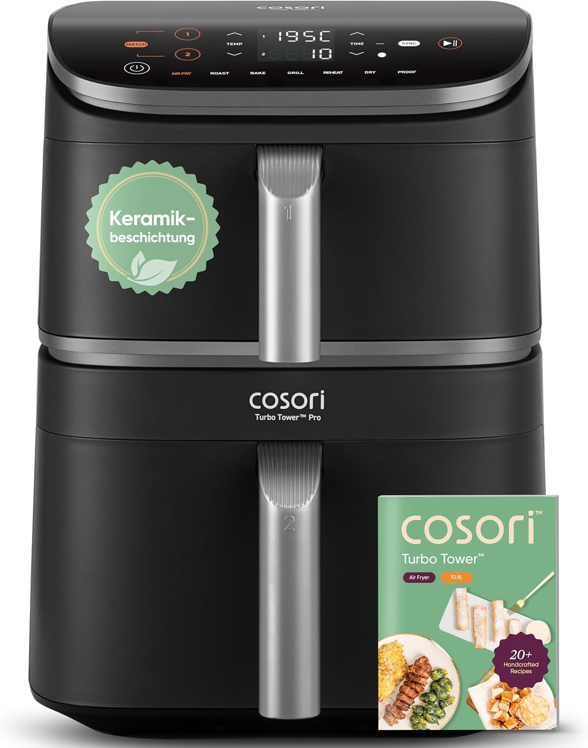 COSORI Turbo Tower Pro frytkownica na gorące powietrze, 10,8 l, podwójna