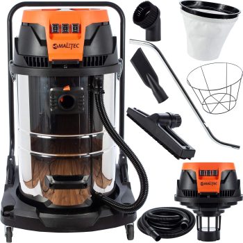 MalTec 5901924217671 Odkurzacz Przemysłowy TurboVac ML3600W | Bezworkowy | Na Mokro i Sucho | 3 Silniki | Łączna Moc 3000W | Zbiornik ze Stali 80L | Bogate Akcesoria