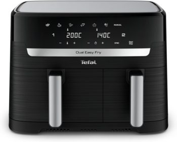 Tefal EY9018 Dual Easy Fry, Frytkownica Beztłuszczowa, Czarna Matowa, 8,3 L, Dwie Szuflady