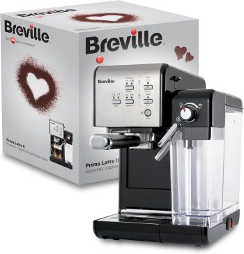 Breville Ekspres do kawy Kolbowy PrimaLatte II VCF108X, 19 Bar, Zintegrowany automatyczny spieniacz do mleka, wyjmowany pojemnik na mleko, Srebrny