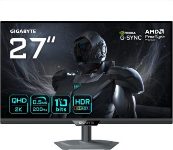 GIGABYTE G27Q2 27" 2K QHD monitor do gier - 2560 x 1440, 200Hz, 1ms, 350 CD/m², kompatybilny z G-Sync, FreeSync Premium, HDR10, HDMI 2.0, DisplayPort 1.4