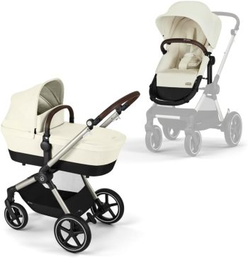 CYBEX Gold wózek dziecięcy EOS Lux 2 w 1, system podróżny, od urodzenia do 22 kg (ok. 4 lata), Seashell Beige