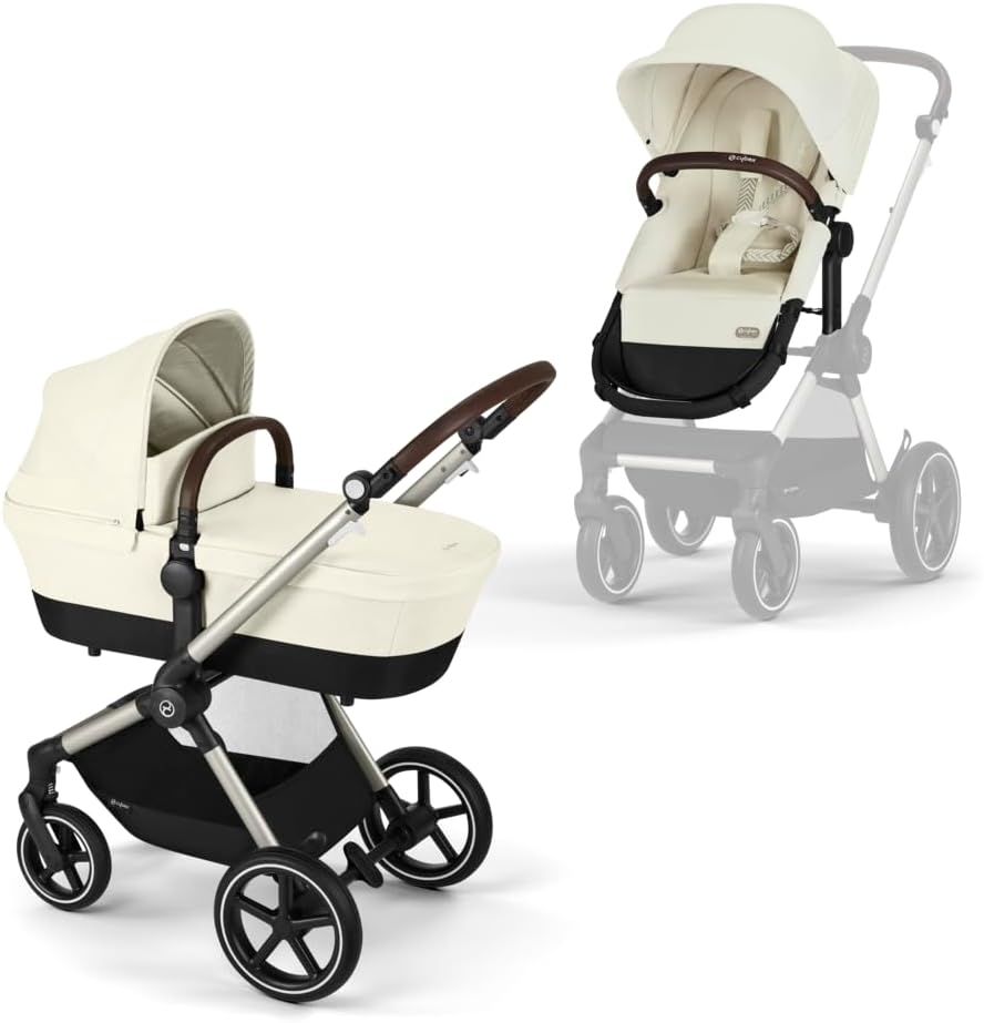 CYBEX Gold wózek dziecięcy EOS Lux 2 w 1, system podróżny, od urodzenia do 22 kg (ok. 4 lata), Seashell Beige