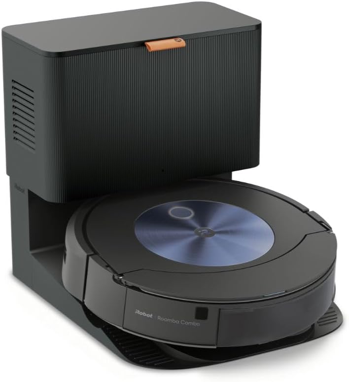 Irobot Roomba Combo J7+ Robot odkurzający z łącznością Wi-Fi z funkcją automatycznego usuwania brudu i zasysaniem podnoszącym oraz 2 gumowymi szczotkami głównymi do wszystkich powierzchni
