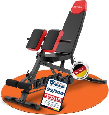 DH FitLife 2026 Ławka Treningowa Regulowana 6-w-1 z Hyperextension do Pleców do 350 kg | Wielofunkcyjna Ławka do Ćwiczeń do Domowej Siłowni | Ławka Skośna do Bench Press i Treningu Całego Ciała