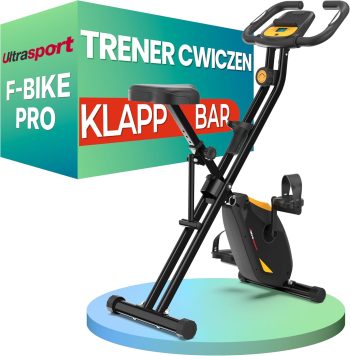 Ultrasport F-Bike Pro Składany Rower Treningowy do 150 KG, z 16 Poziomami, Wygodne Siodełko, Bardzo Cichy I Składany Rower Stacjonarny do Ćwiczeń w Domu