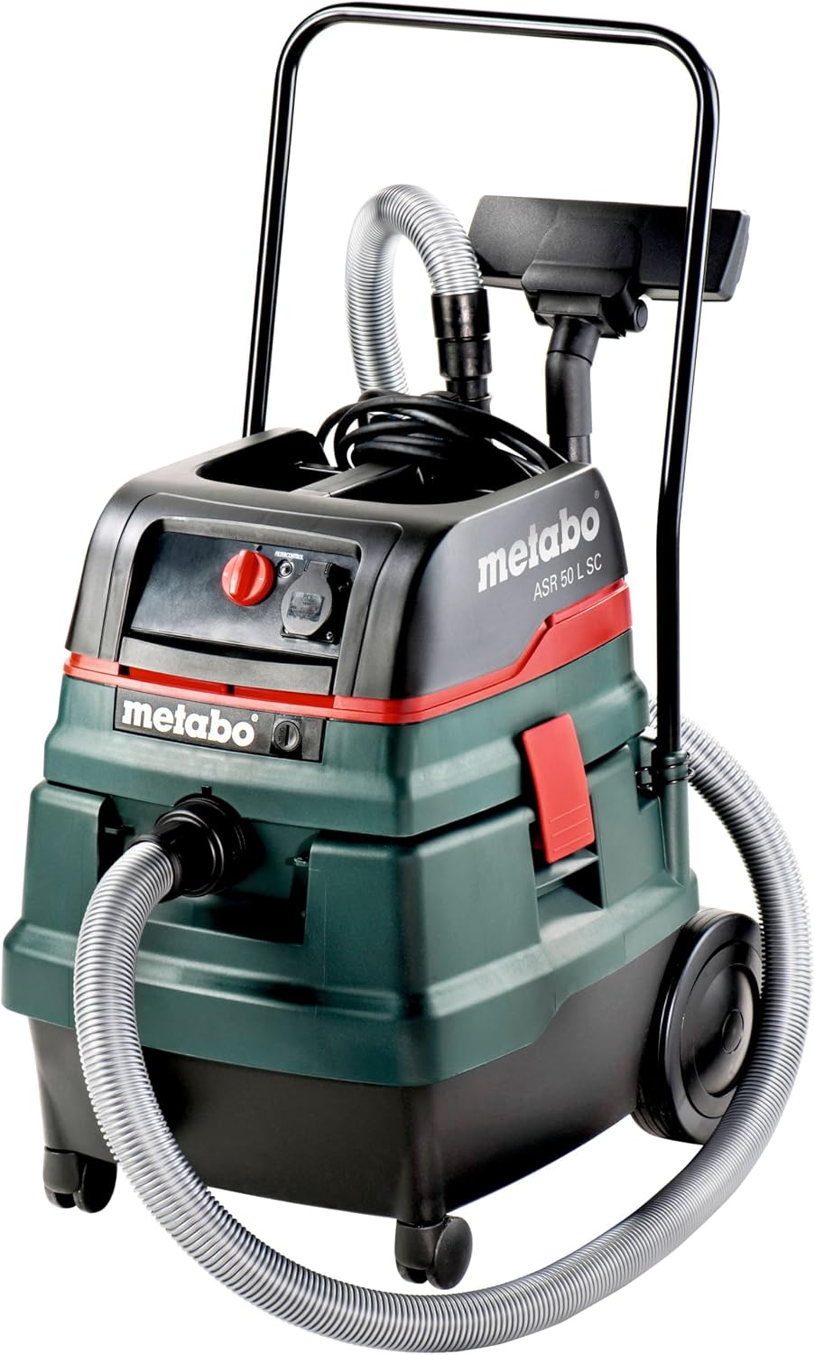 Metabo Allessauger ASR 50 L SC (602034000) karton; z elektromagnetycznym odpowietrzeniem, maksymalna wydajność powietrza: 4380 l/min, podciśnienie: 248 hPa (mbar), powierzchnia filtracji: 8600 cm²,