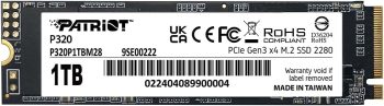 Patriot P320 1TB SSD wewnętrzny - NVMe PCIe Gen 3x4 - M.2 2280 - Solid State Drive - P320P1TBM28