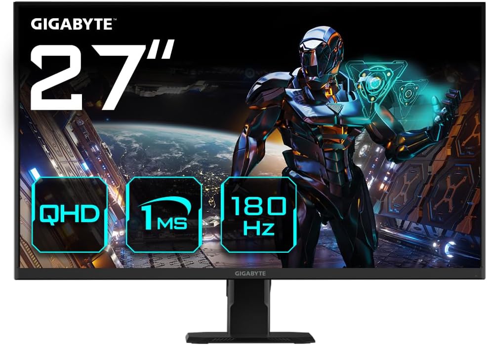 Gigabyte Monitor gamingowy GS27QA 27 cali QHD 180 Hz, czarny