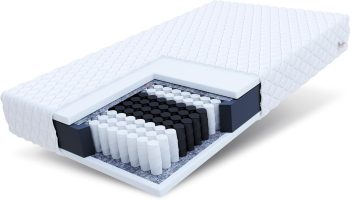 FDM Treviso 7-strefowy materac kieszeniowy ze sprężynami kieszeniowymi, fioletowy, wysokość 17 cm, twardość 3/średnia 60-100 kg, pokrowiec z dżerseju premium, Weiß, 160 x 200 cm