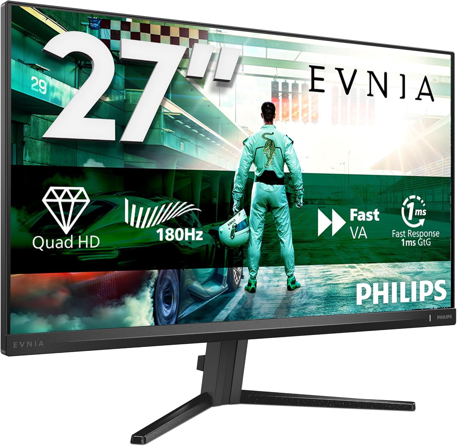 Philips - Monitor do gier QHD 27 cali, 180 Hz, 1 ms GtG, FreeSync Prem. (1920 x 1080, 2 x HDMI, DisplayPort) czarny/szary