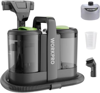 WORKPRO Odkurzacz 450 W, 13 kPa, środek do czyszczenia dywanów, 1,6 l, ze środkiem czyszczącym i 2 głowicami szczotki, środek do czyszczenia tapicerki, do dywanów, sof, samochodu