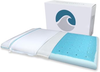Bluewave Bedding Hyper Slim Max Cool CarbonBlue Cienka, żelowa poduszka z pianki o pamięci kształtu, dla osób śpiących na brzuchu i plecach, z zaawansowanym chłodzeniem (5,7 cm, standard size)