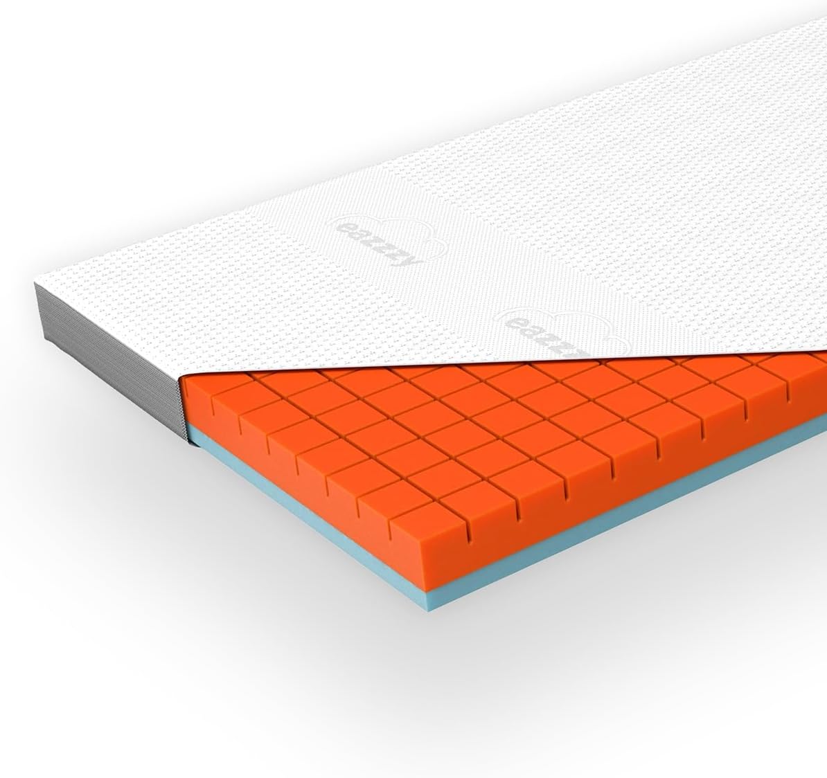 Genius eazzzy Premium Cube Topper o wysokości 9 cm, ergonomiczny materac wierzchni 2 w 1, dwustronny topper z mocną i miękką stroną, oddychający pokrowiec z siateczki, z pętelkami narożnymi, nadaje